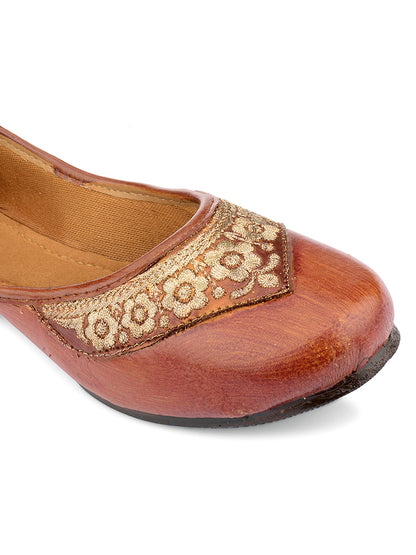 DESI COLOUR Women Brown Ethnic Mojaris Flats