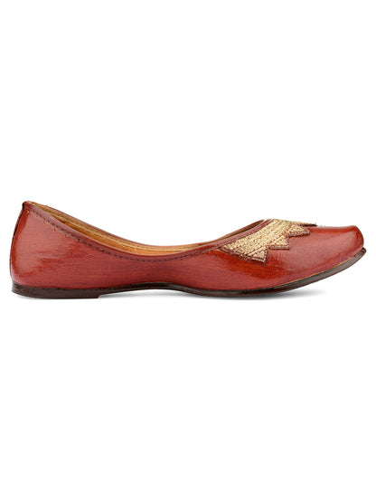 DESI COLOUR Women Brown Ethnic Mojaris Flats