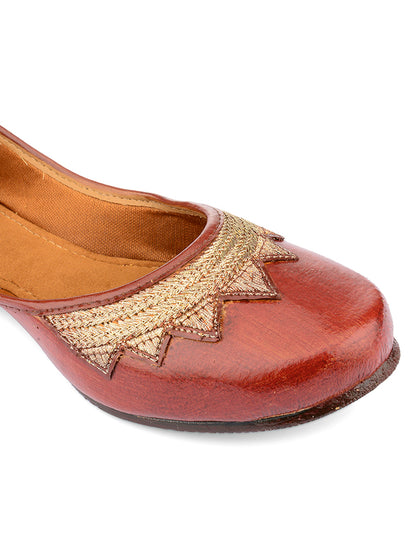 DESI COLOUR Women Brown Ethnic Mojaris Flats