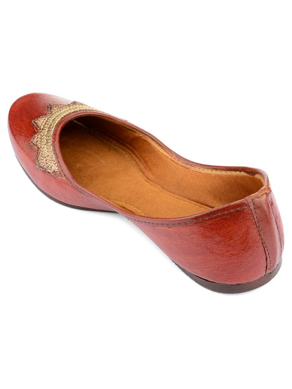 DESI COLOUR Women Brown Ethnic Mojaris Flats