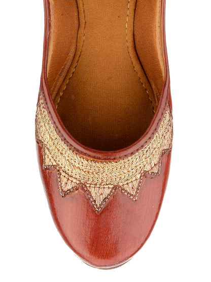 DESI COLOUR Women Brown Ethnic Mojaris Flats