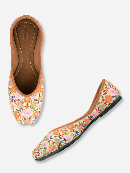 DESI COLOUR Women Multicoloured Printed Leather Ethnic Ballerinas Flats