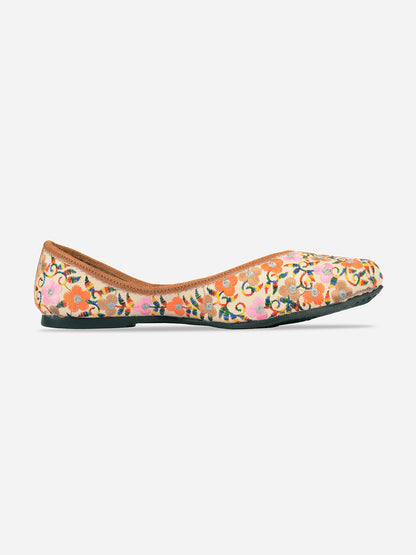 DESI COLOUR Women Multicoloured Printed Leather Ethnic Ballerinas Flats