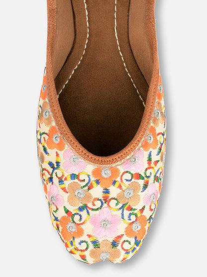 DESI COLOUR Women Multicoloured Printed Leather Ethnic Ballerinas Flats