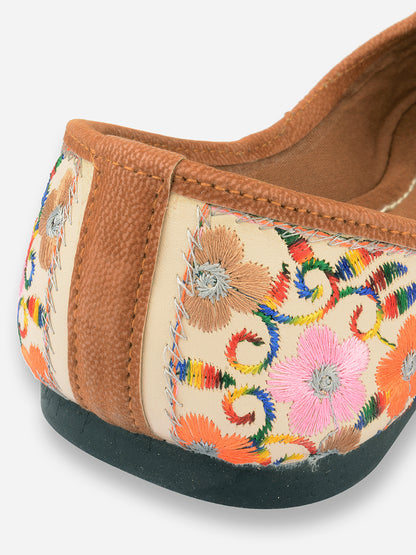 DESI COLOUR Women Multicoloured Printed Leather Ethnic Ballerinas Flats