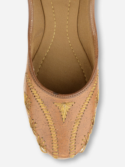 DESI COLOUR Women Brown Ethnic Ballerinas Flats