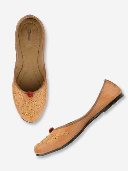 DESI COLOUR Women Brown Ethnic Ballerinas Flats