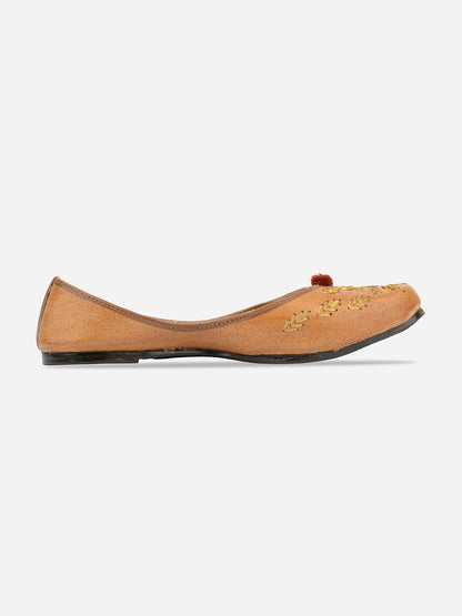 DESI COLOUR Women Brown Ethnic Ballerinas Flats