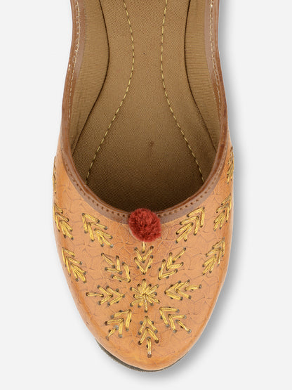 DESI COLOUR Women Brown Ethnic Ballerinas Flats