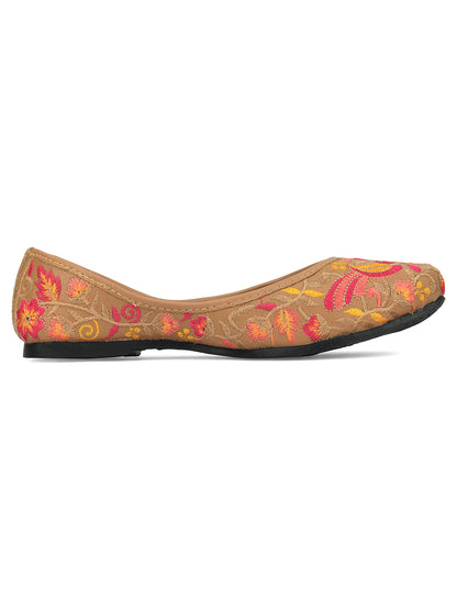 DESI COLOUR Women Brown Ethnic Mojaris Flats