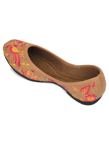 DESI COLOUR Women Brown Ethnic Mojaris Flats