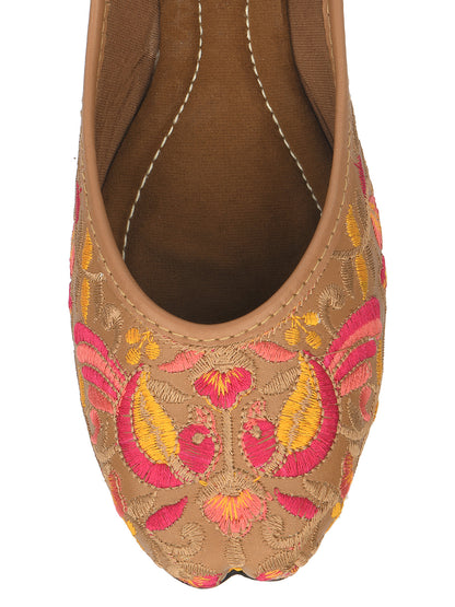 DESI COLOUR Women Brown Ethnic Mojaris Flats