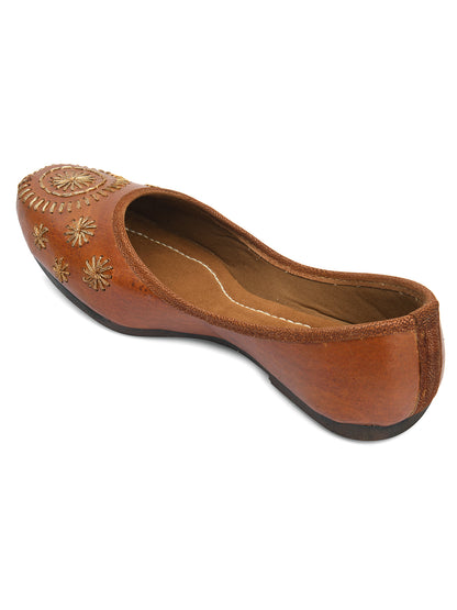 DESI COLOUR Women Brown Ethnic Mojaris Flats