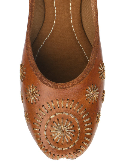 DESI COLOUR Women Brown Ethnic Mojaris Flats