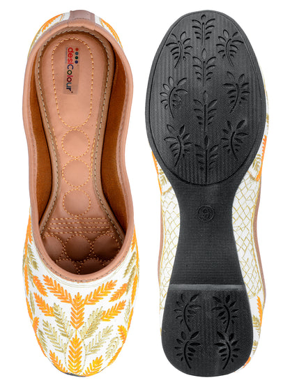 DESI COLOUR Women Yellow Ethnic Mojaris Flats