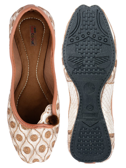 DESI COLOUR Women Copper-Toned Ethnic Mojaris Flats