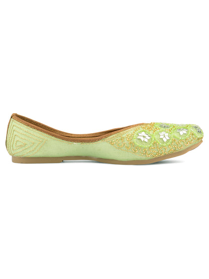 DESI COLOUR Women Blue Printed Ethnic Ballerinas Flats