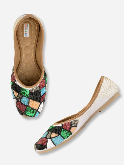 DESI COLOUR Women Multicoloured Ethnic Ballerinas Flats