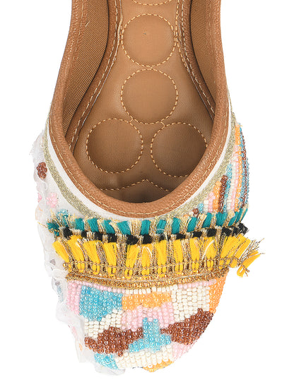 DESI COLOUR Women Multicoloured Ethnic Mojaris Flats