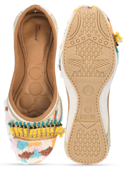 DESI COLOUR Women Multicoloured Ethnic Mojaris Flats