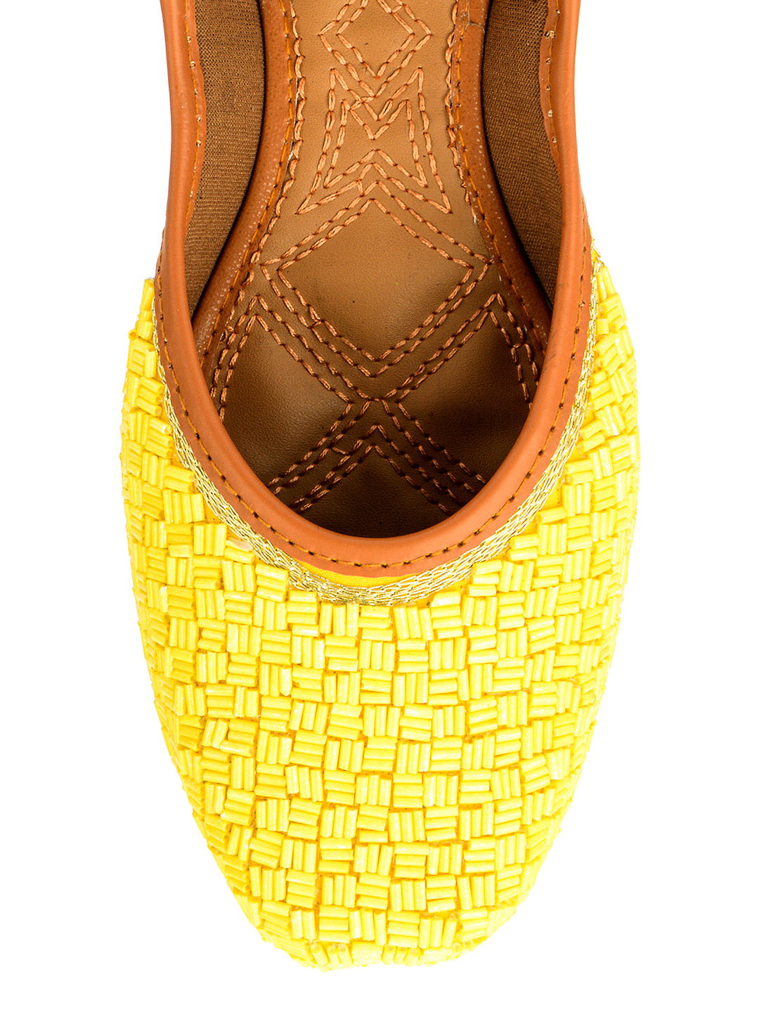 DESI COLOUR Women Yellow Ethnic Mojaris Flats