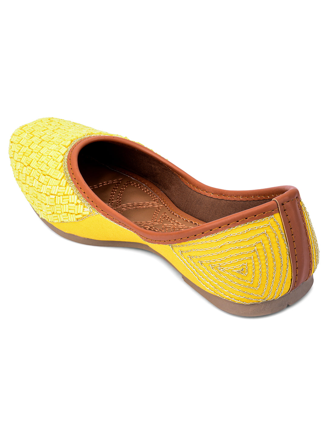 DESI COLOUR Women Yellow Ethnic Mojaris Flats