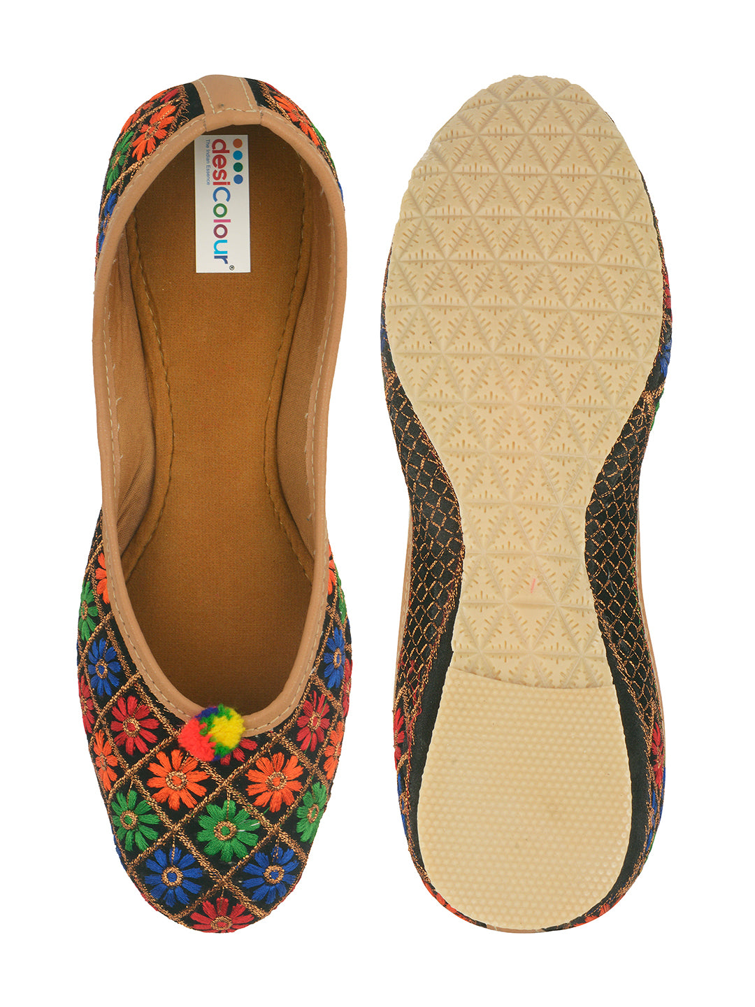 DESI COLOUR Women Multi Printed Mojaris Flats