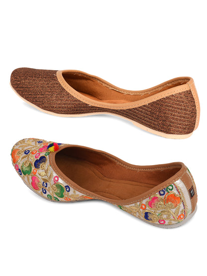 DESI COLOUR Women Multi Mojaris Flats