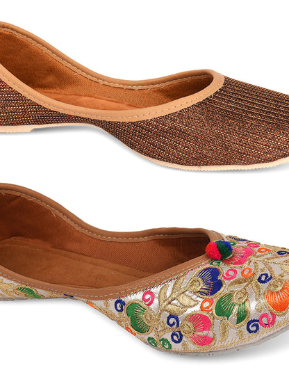 DESI COLOUR Women Multi Mojaris Flats