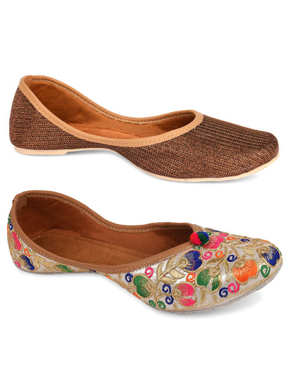 DESI COLOUR Women Multi Mojaris Flats