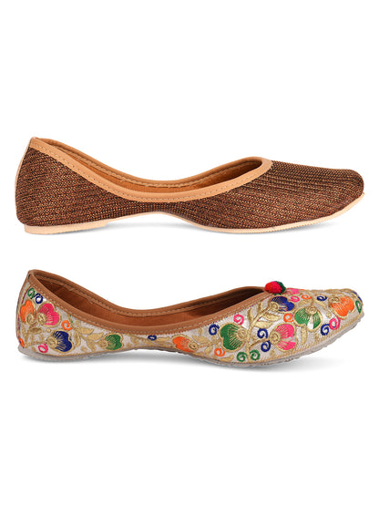 DESI COLOUR Women Multi Mojaris Flats