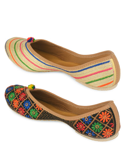 DESI COLOUR Women Multi Striped Ballerinas Flats