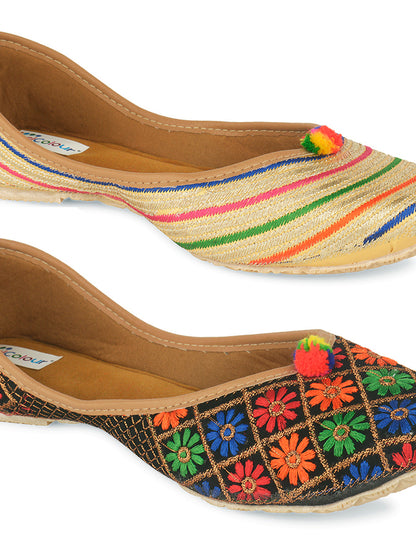 DESI COLOUR Women Multi Striped Ballerinas Flats