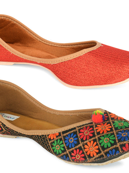 DESI COLOUR Women Multi Mojaris Flats