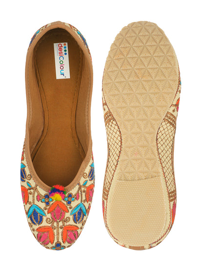 DESI COLOUR Women Multi Printed Mojaris Flats