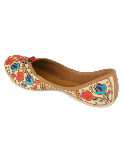 DESI COLOUR Women Multicoloured Floral Woven Design Mojaris