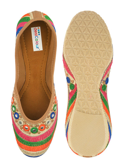 DESI COLOUR Women Multicoloured Embellished Mojaris