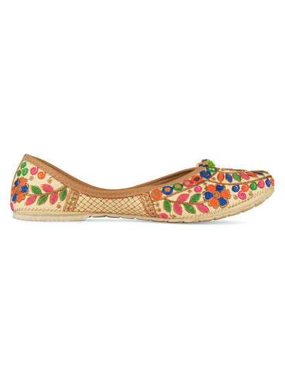 DESI COLOUR Women Multicoloured Embroidered Mojaris