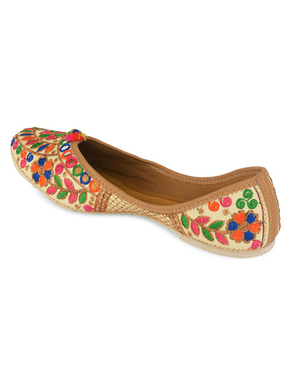 DESI COLOUR Women Multicoloured Embroidered Mojaris