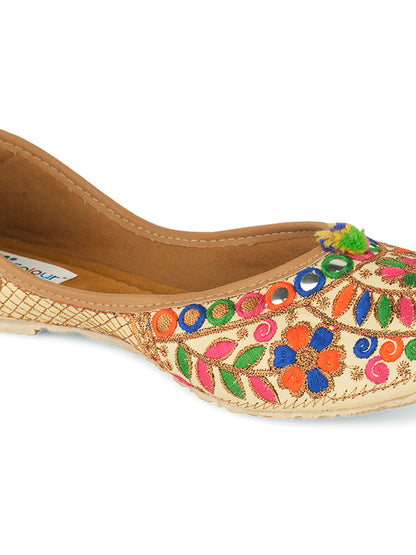 DESI COLOUR Women Multicoloured Embroidered Mojaris