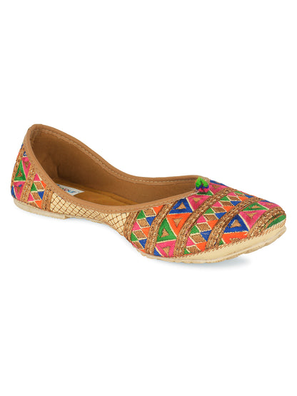 DESI COLOUR Women Multicoloured Embroidered Mojaris