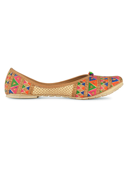 DESI COLOUR Women Multicoloured Embroidered Mojaris