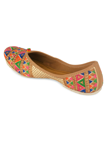 DESI COLOUR Women Multicoloured Embroidered Mojaris