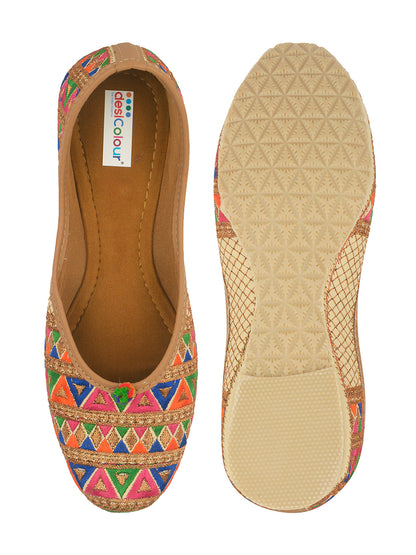 DESI COLOUR Women Multicoloured Embroidered Mojaris