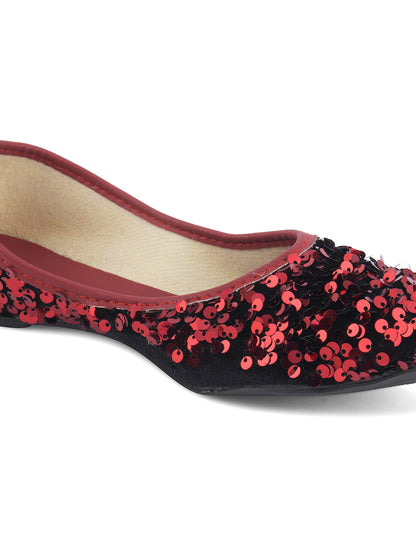 DESI COLOUR Women Multicoloured Embroidered Leather One Toe Flats