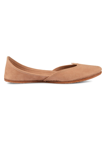 DESI COLOUR Women Nude-Coloured Solid Leather Mojaris