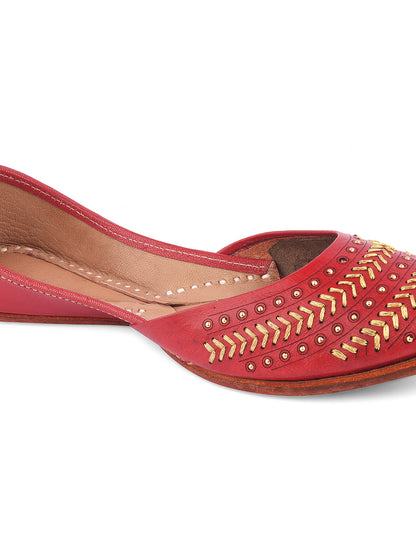 DESI COLOUR Women Tan Embellished Ballerinas