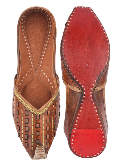 DESI COLOUR Women Tan Embellished Ballerinas