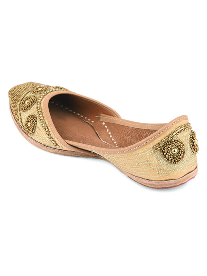 DESI COLOUR Women Gold Embellished Mojaris