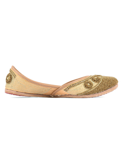 DESI COLOUR Women Gold Embellished Mojaris